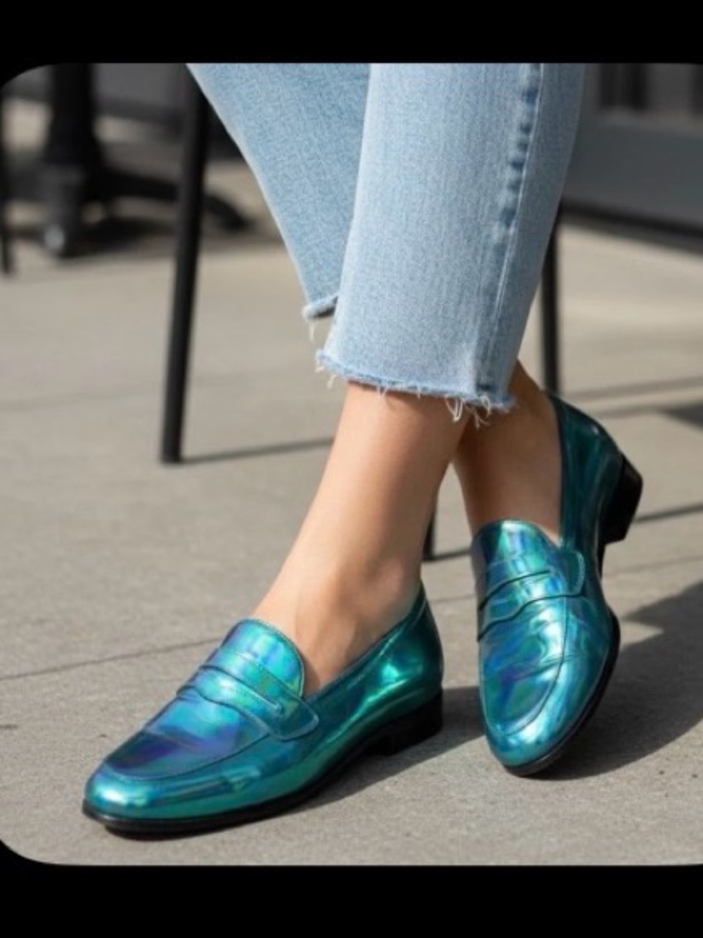 Carel Paris Iridescent Blue Green Women’s Penny Loafers